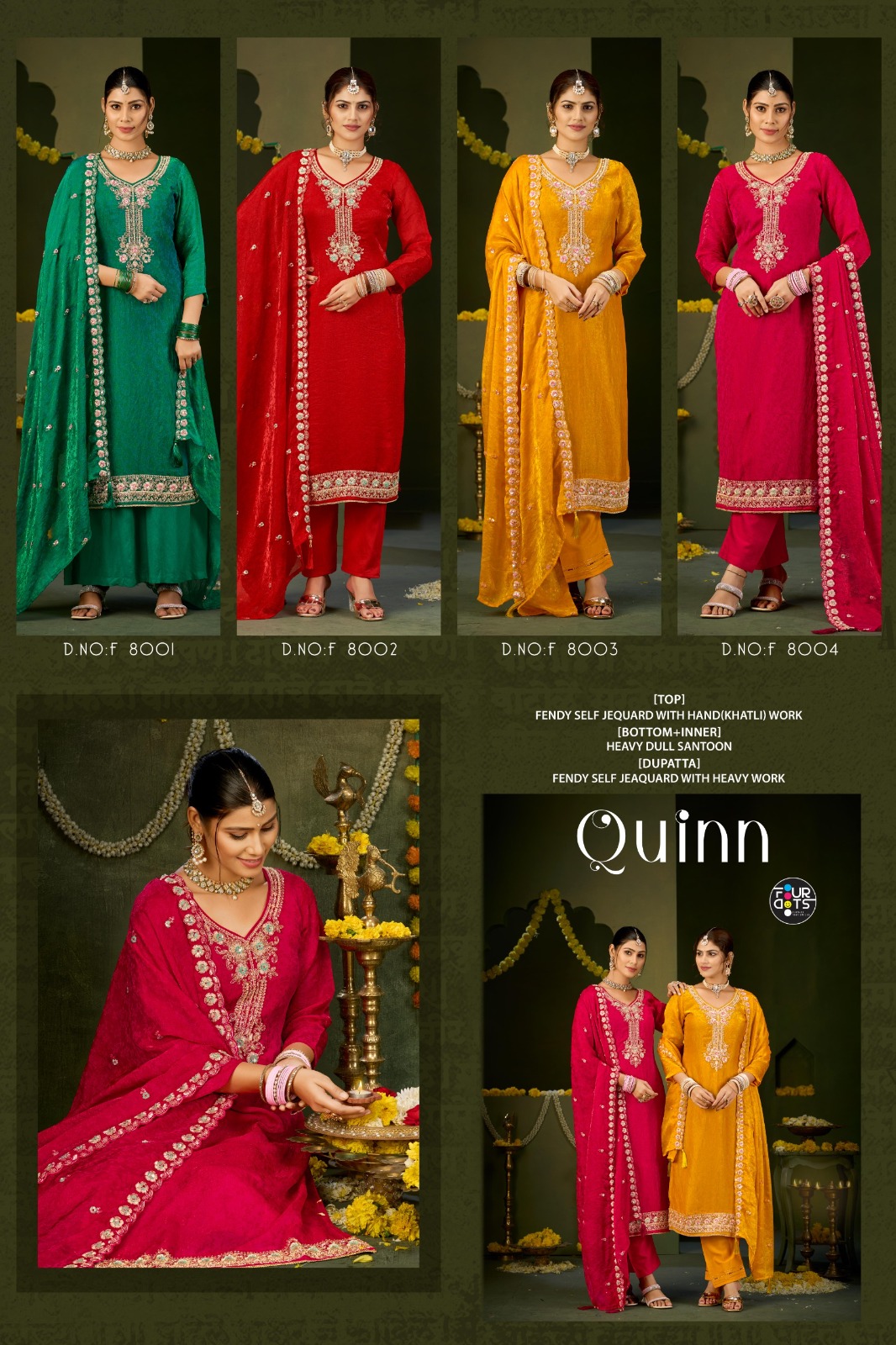 Four Dots Quinn Wholesale Jacquard Hand Khatli Work Designer Salwar Suit - Image 2