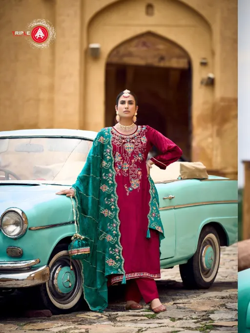 Four Dots Veneshiaa Vol 2 Wholesale Viscose Makhmali Work Salwar Kameez