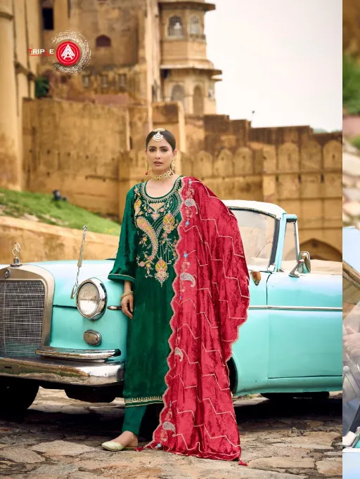 Four Dots Veneshiaa Vol 2 Wholesale Viscose Makhmali Work Salwar Kameez - Image 6