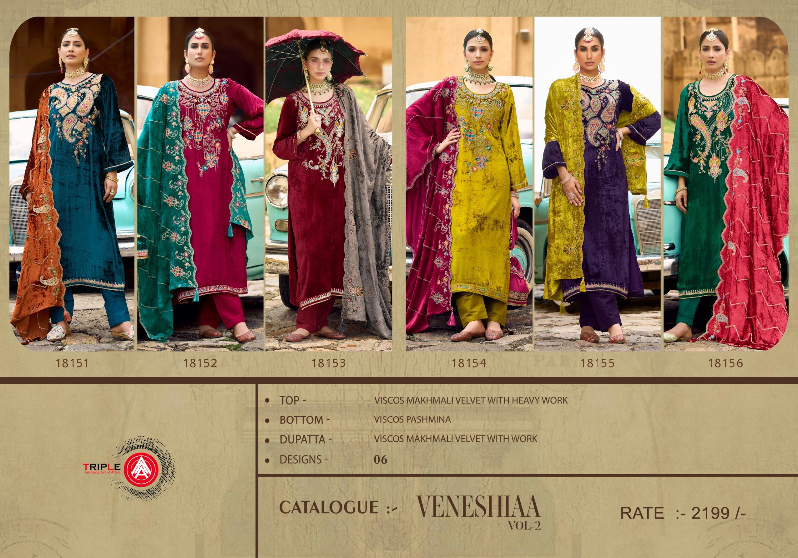 Four Dots Veneshiaa Vol 2 Wholesale Viscose Makhmali Work Salwar Kameez - Image 8
