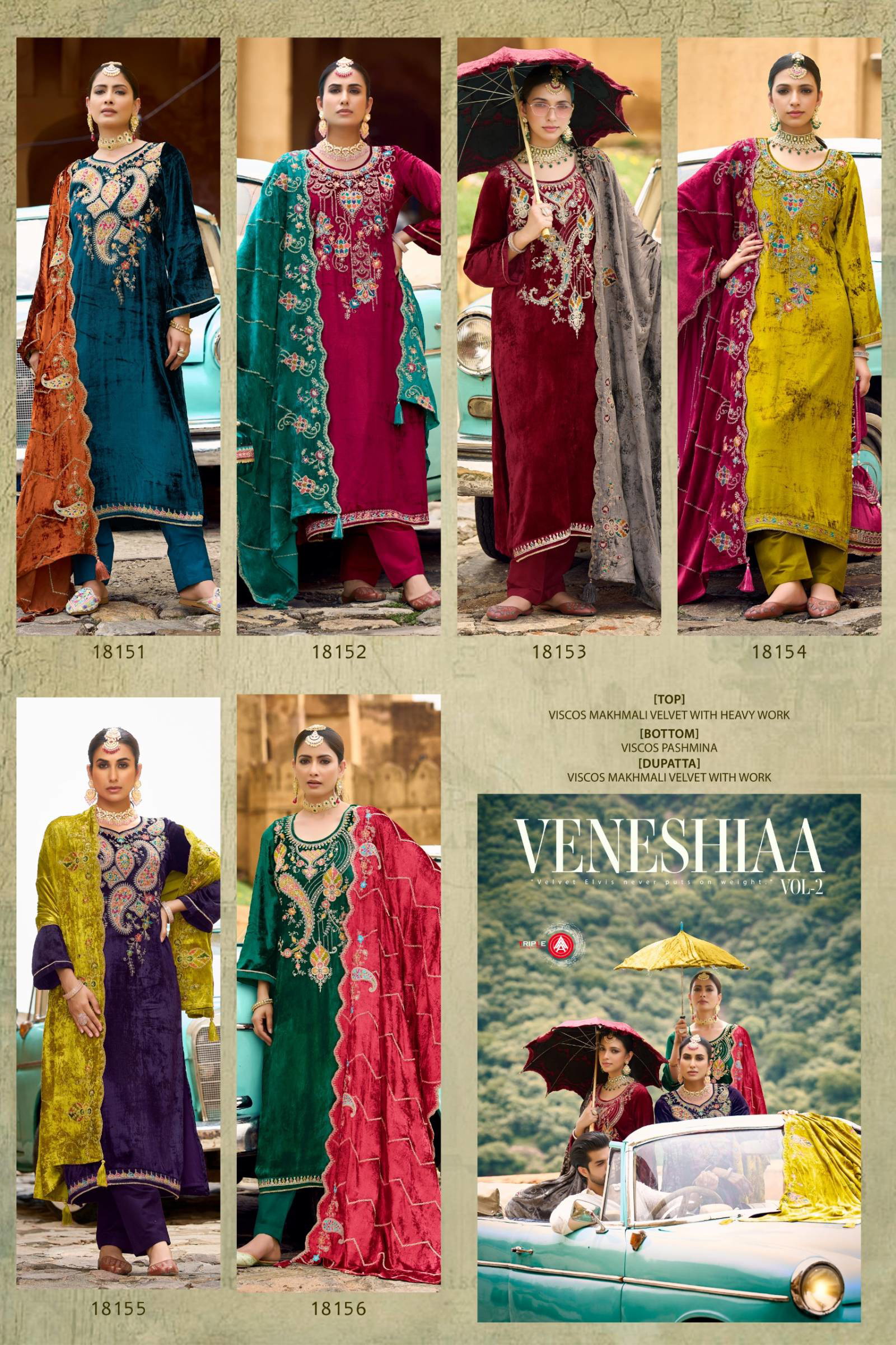 Four Dots Veneshiaa Vol 2 Wholesale Viscose Makhmali Work Salwar Kameez - Image 7