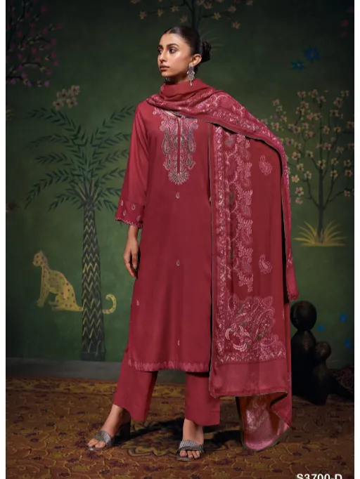 Ganga Belya 3700 Pashmina Embroidery Printed Salwar Kameez Collection - Image 3