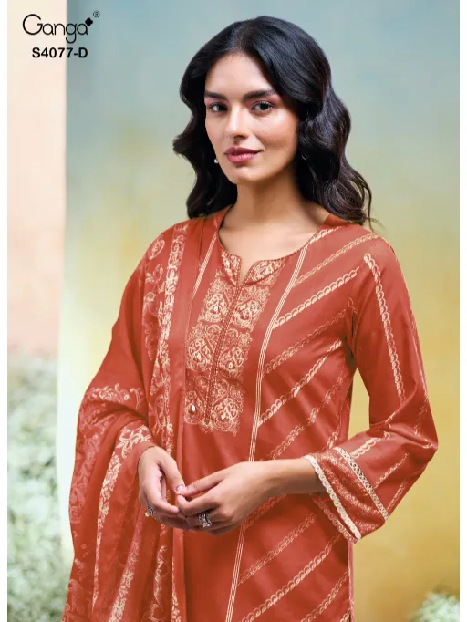 Ganga Ceyoni 4077 Wholesale Pashmina Printed Embroidery Salwar Kameez