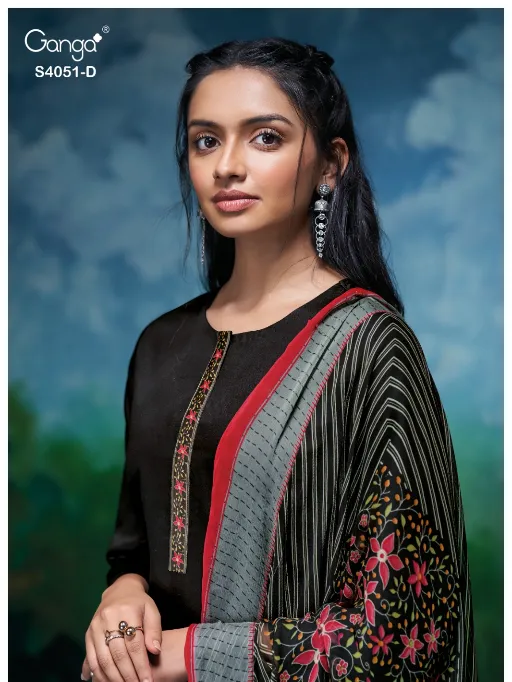 Ganga Eshal 4051 Wholesale Cotton Silk Designer Salwar Kameez