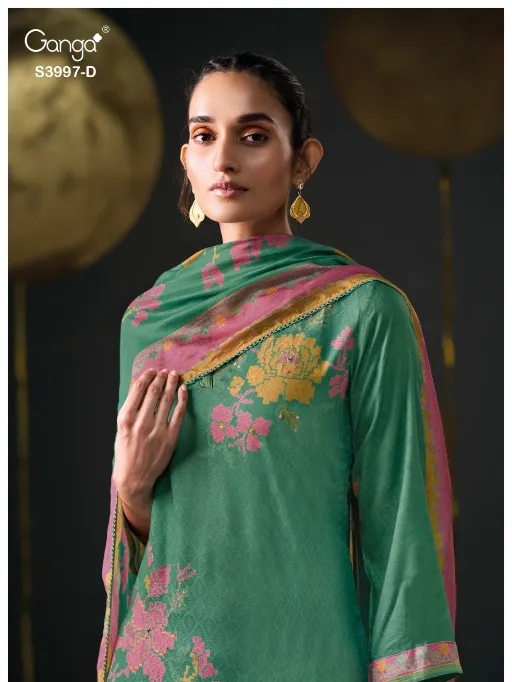 Ganga Pariniti 3997 Wholesale Pashmina Jacquard Printed Work Salwar Kameez