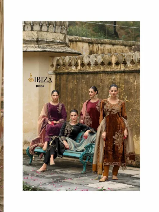 Ibiza Attar Wholesale Velvet Embroidery Designer Salwar Suit Collection