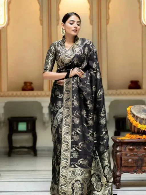 KP-R Creation KP-5072 Soft Lichi Silk Saree with Rich Pallu & Brocade Blouse Collection