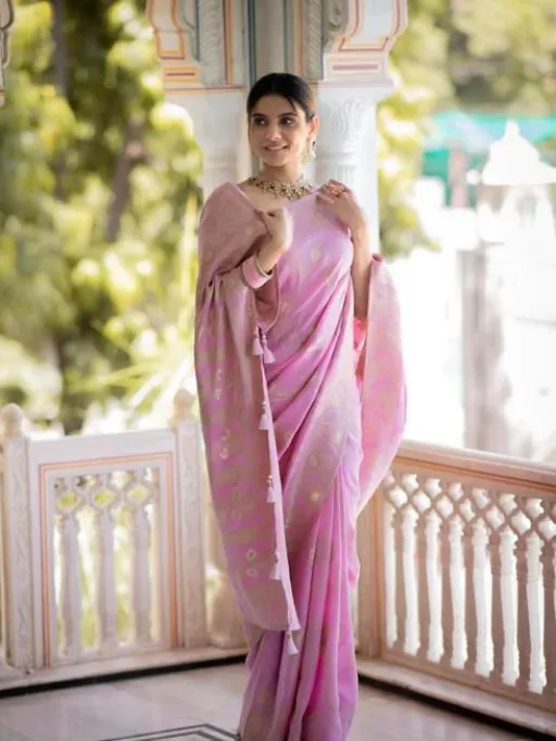 KP-R Creation KP-5072 Soft Lichi Silk Saree with Rich Pallu & Brocade Blouse Collection - Image 7