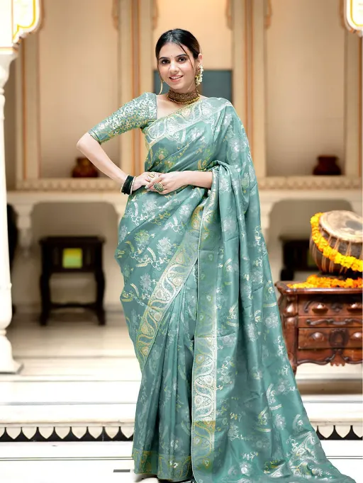 KP-R Creation KP-5072 Soft Lichi Silk Saree with Rich Pallu & Brocade Blouse Collection - Image 11