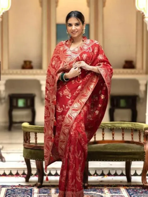 KP-R Creation KP-5072 Soft Lichi Silk Saree with Rich Pallu & Brocade Blouse Collection - Image 12