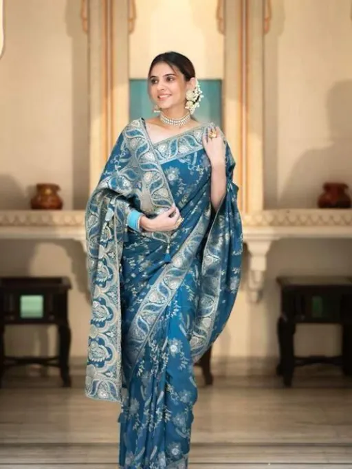 KP-R Creation KP-5072 Soft Lichi Silk Saree with Rich Pallu & Brocade Blouse Collection - Image 13