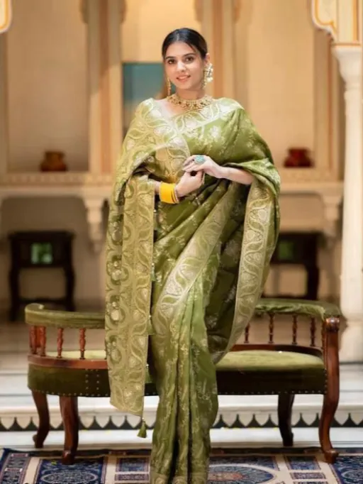 KP-R Creation KP-5072 Soft Lichi Silk Saree with Rich Pallu & Brocade Blouse Collection - Image 16