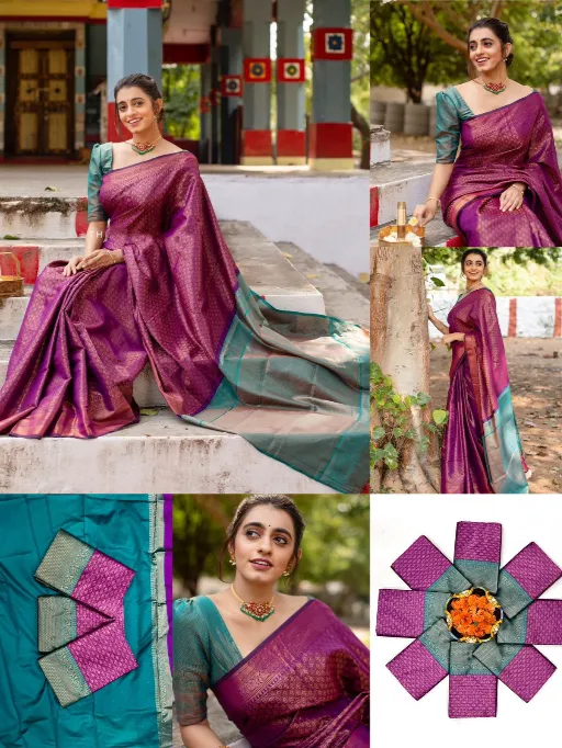 KP-R Creation KP-R 207 Soft Lichi Silk Saree Catalog - Image 4