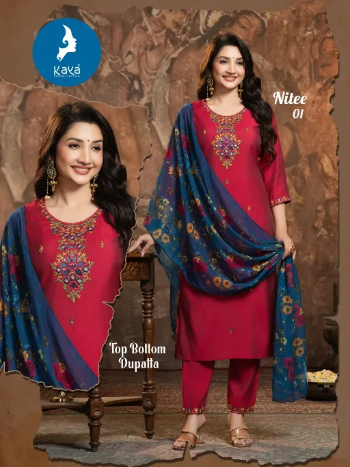 Kaya Nitee Wholesale Roman Festival Wear Kurti With Bottom Dupatta Collection