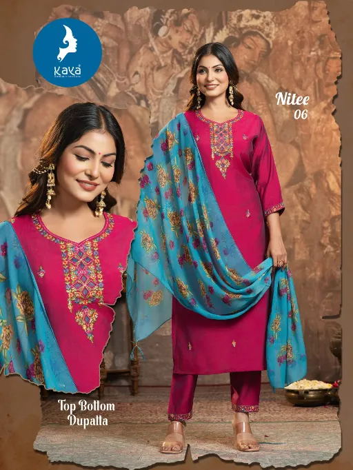 Kaya Nitee Wholesale Roman Festival Wear Kurti With Bottom Dupatta Collection - Image 2