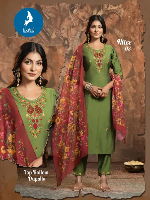 Kaya Nitee Wholesale Roman Festival Wear Kurti With Bottom Dupatta Collection - Image 3