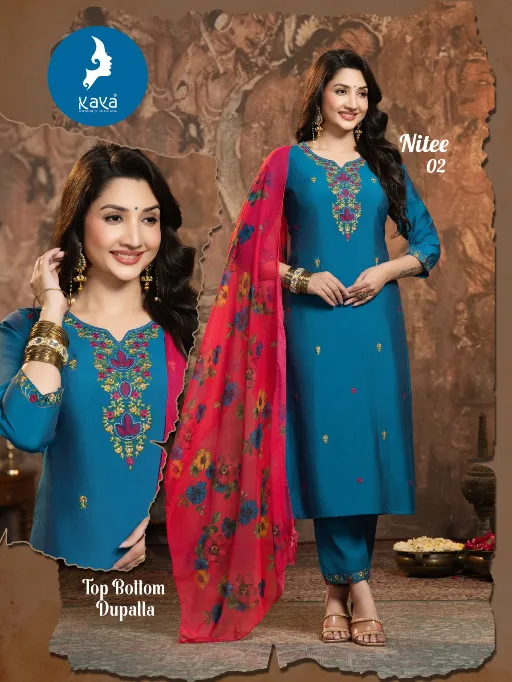 Kaya Nitee Wholesale Roman Festival Wear Kurti With Bottom Dupatta Collection - Image 4