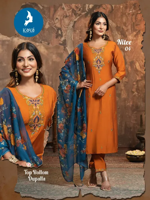 Kaya Nitee Wholesale Roman Festival Wear Kurti With Bottom Dupatta Collection - Image 5