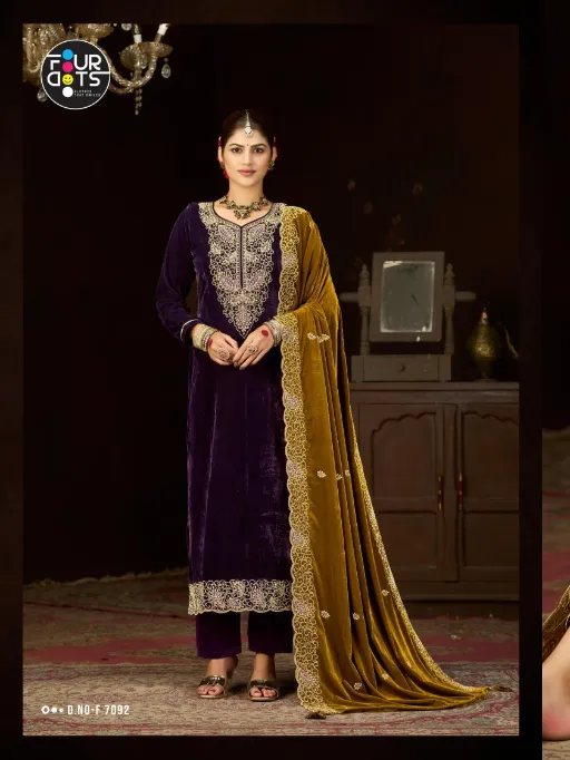 Kessi Four Dots Vivica Wholesale Velvet Designer Salwar Kameez Collection - Image 3