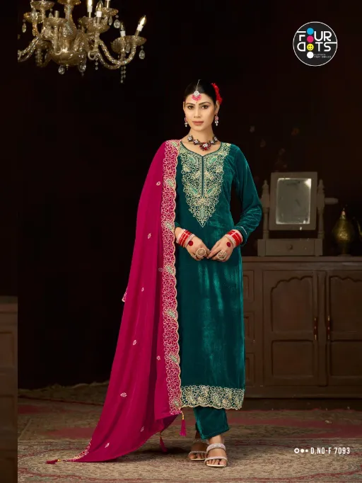 Kessi Four Dots Vivica Wholesale Velvet Designer Salwar Kameez Collection - Image 4