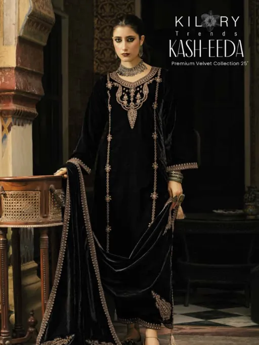 Kilory Kash Eeda Wholesale Velvet Embroidery Work Salwar Kameez