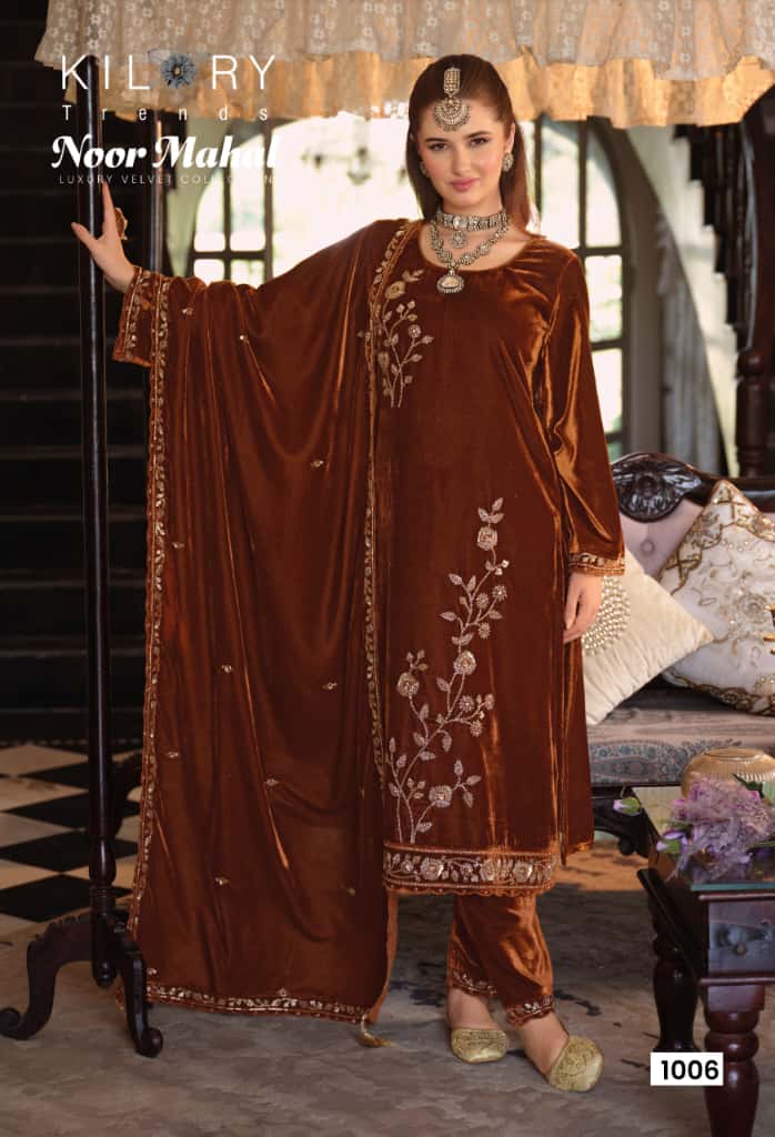 Kilory Noor Mahal Wholesale Velvet Fancy Work Designer Salwar Kameez - Image 4