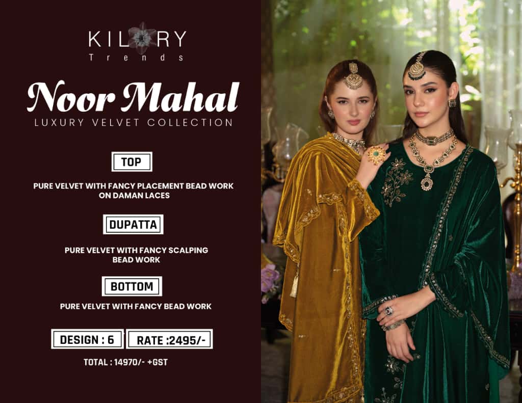 Kilory Noor Mahal Wholesale Velvet Fancy Work Designer Salwar Kameez - Image 8