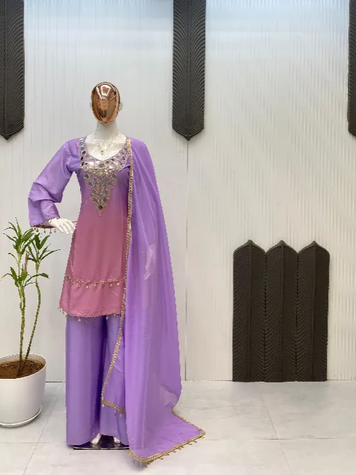 LW-9162 Readymade Embroidered Faux Georgette Gown Collection