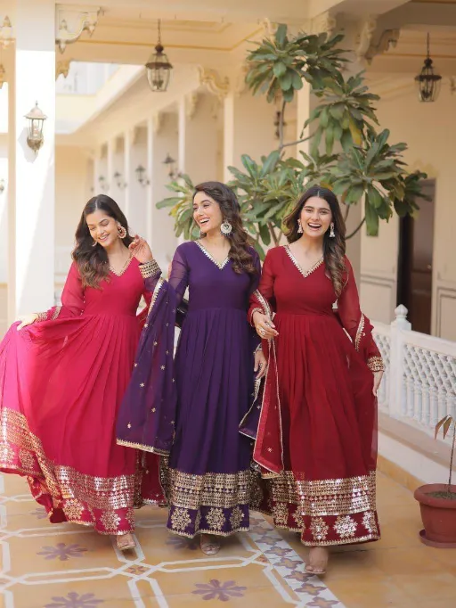 LW-9166 Faux Blooming Sequins Embroidered Gown Collection