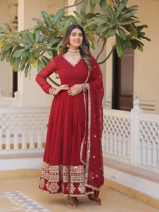 LW-9166 Faux Blooming Sequins Embroidered Gown Collection - Image 2