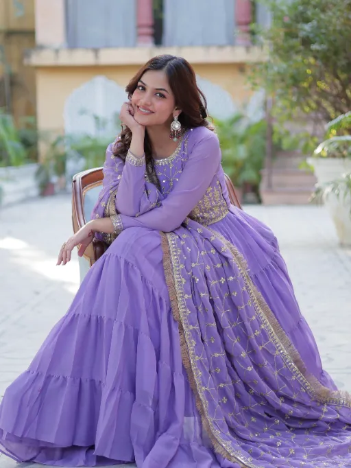 LW-9214 Star Georgette 5-Layer Frill Gown Collection - Image 11