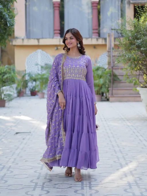 LW-9214 Star Georgette 5-Layer Frill Gown Collection - Image 12