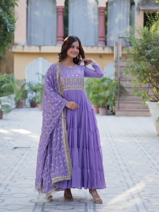 LW-9214 Star Georgette 5-Layer Frill Gown Collection - Image 13