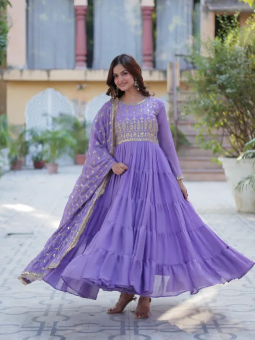 LW-9214 Star Georgette 5-Layer Frill Gown Collection - Image 14