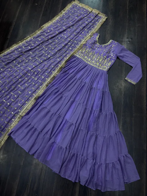 LW-9214 Star Georgette 5-Layer Frill Gown Collection - Image 15