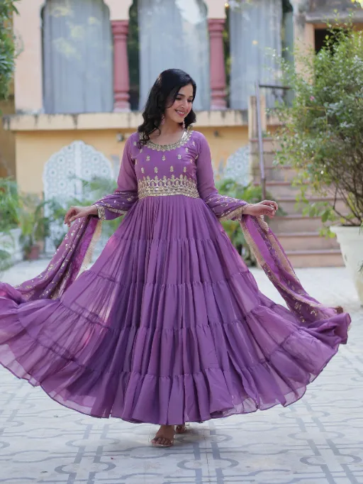 LW-9214 Star Georgette 5-Layer Frill Gown Collection - Image 5