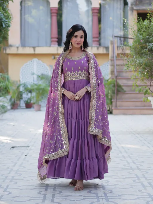 LW-9214 Star Georgette 5-Layer Frill Gown Collection - Image 4