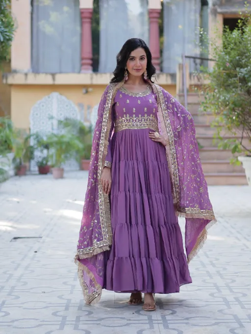 LW-9214 Star Georgette 5-Layer Frill Gown Collection - Image 2