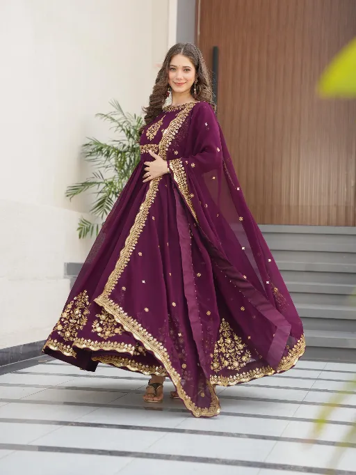 LW-9227 Readymade Designer Gown Faux Blooming Georgette Collection