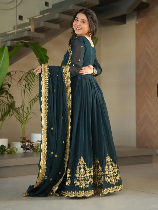 LW-9227 Readymade Designer Gown Faux Blooming Georgette Collection - Image 6