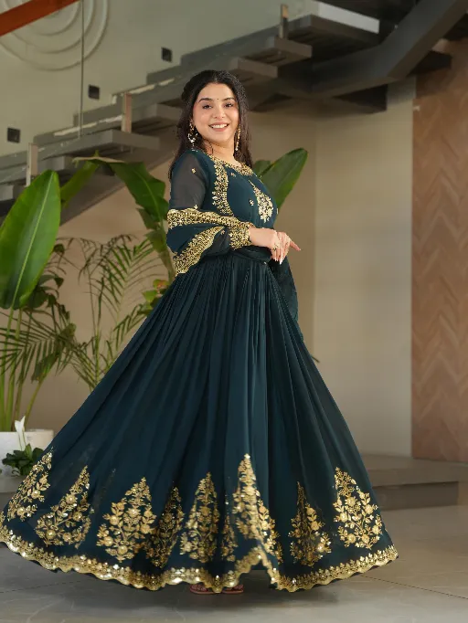 LW-9227 Readymade Designer Gown Faux Blooming Georgette Collection - Image 2