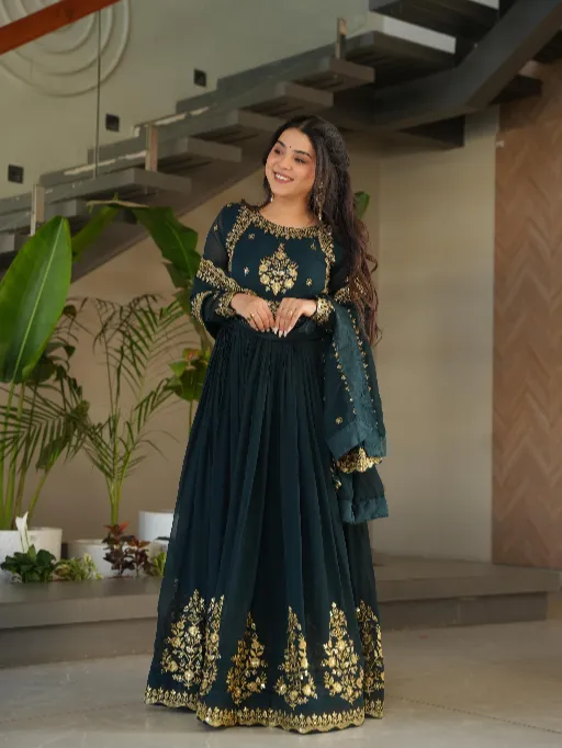 LW-9227 Readymade Designer Gown Faux Blooming Georgette Collection - Image 4