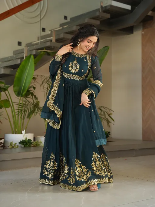 LW-9227 Readymade Designer Gown Faux Blooming Georgette Collection - Image 5