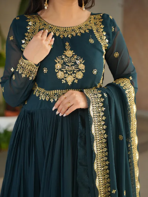 LW-9227 Readymade Designer Gown Faux Blooming Georgette Collection - Image 3