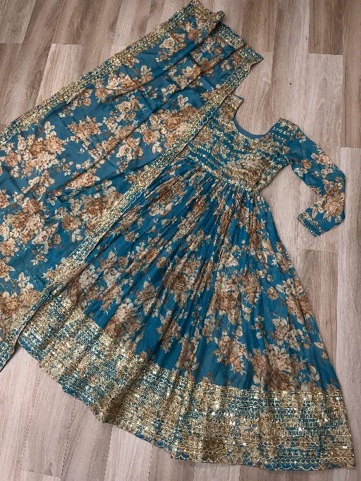 LW-9236 Readymade Russian Silk Embroidered Sequins Gown Collection - Image 5