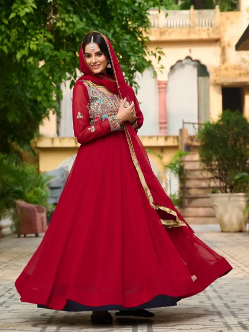 LW-9252 Readymade Faux Blooming Embroidered Gown Collection - Image 3