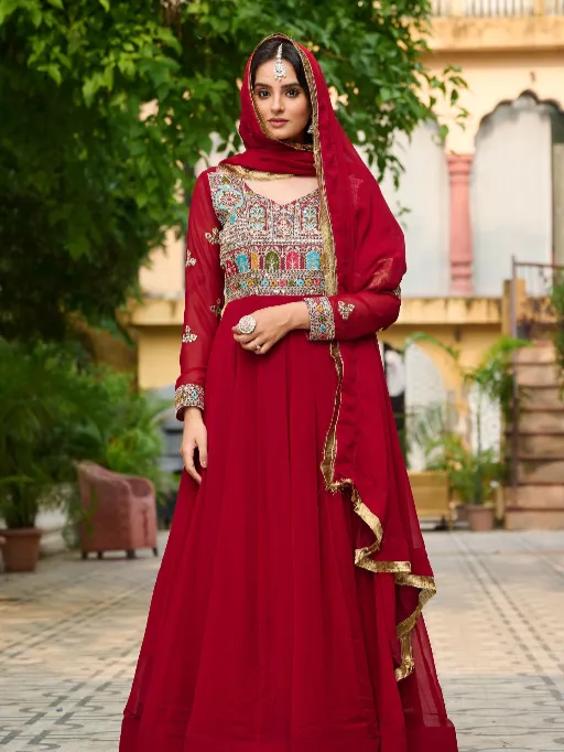 LW-9252 Readymade Faux Blooming Embroidered Gown Collection - Image 4