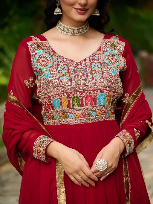 LW-9252 Readymade Faux Blooming Embroidered Gown Collection - Image 5