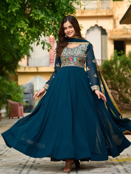 LW-9252 Readymade Faux Blooming Embroidered Gown Collection - Image 10