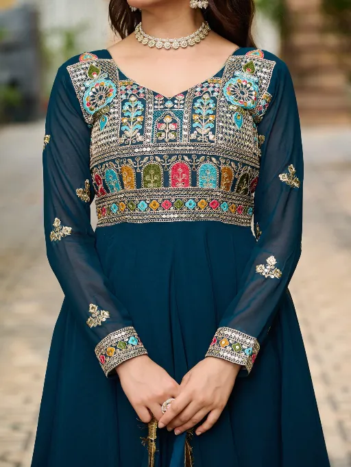 LW-9252 Readymade Faux Blooming Embroidered Gown Collection - Image 11